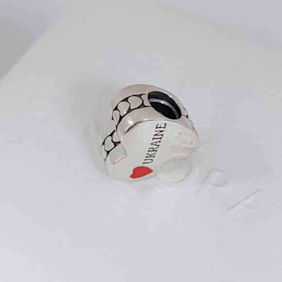 Pandora Ukraine Flag Heart Charm Bead Bracelet Pendant S925 Silver with box - Picture 3 of 7